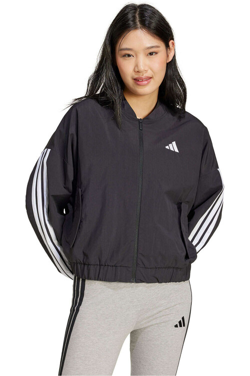 adidas sudadera mujer ESSENTIALS 3 STRIPES LIFESTYLE NEGRO