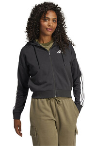 adidas sudadera mujer ESSENTIALS 3-STRIPES NEGRO vista detalle