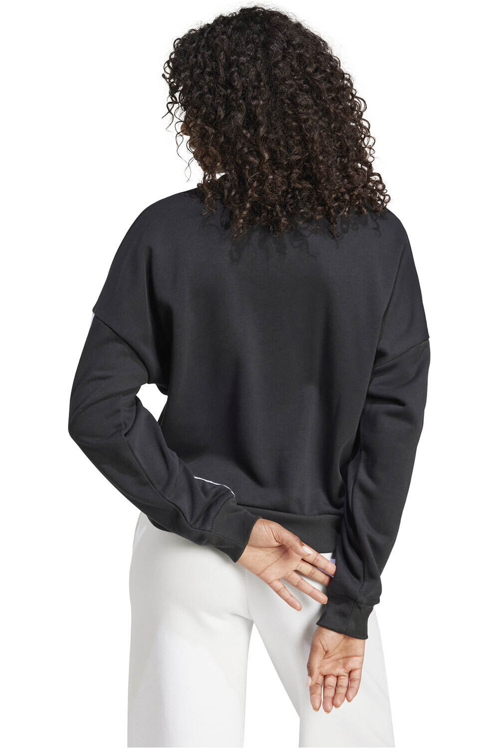 adidas sudadera mujer ESSENTIALS 3 STRIPES NEGRO vista trasera