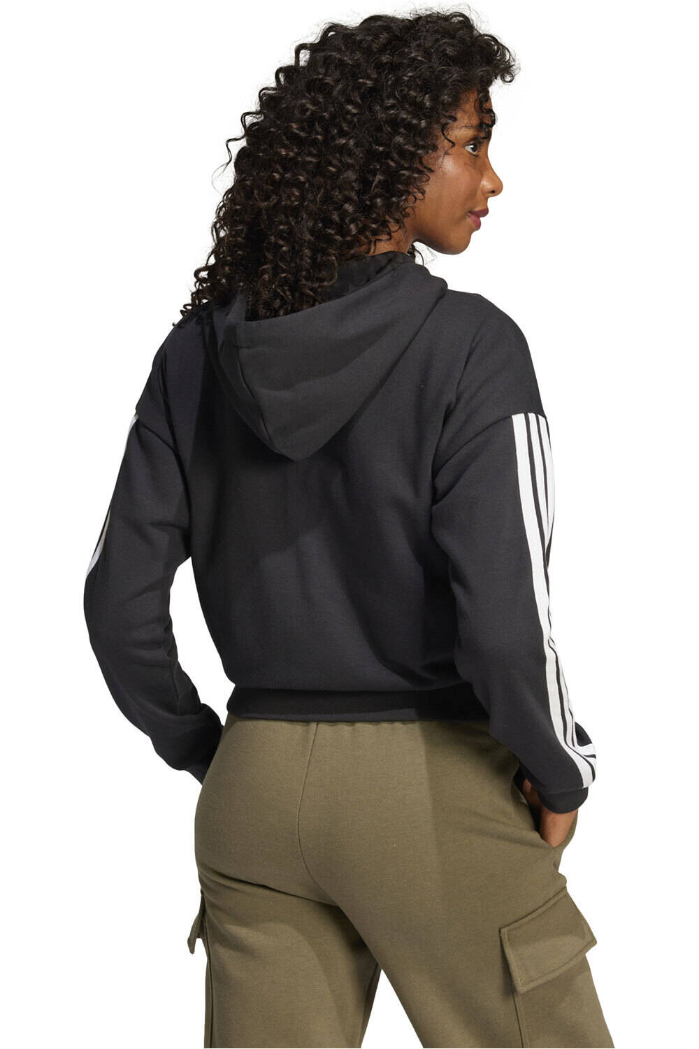 adidas sudadera mujer ESSENTIALS 3-STRIPES NEGRO vista trasera