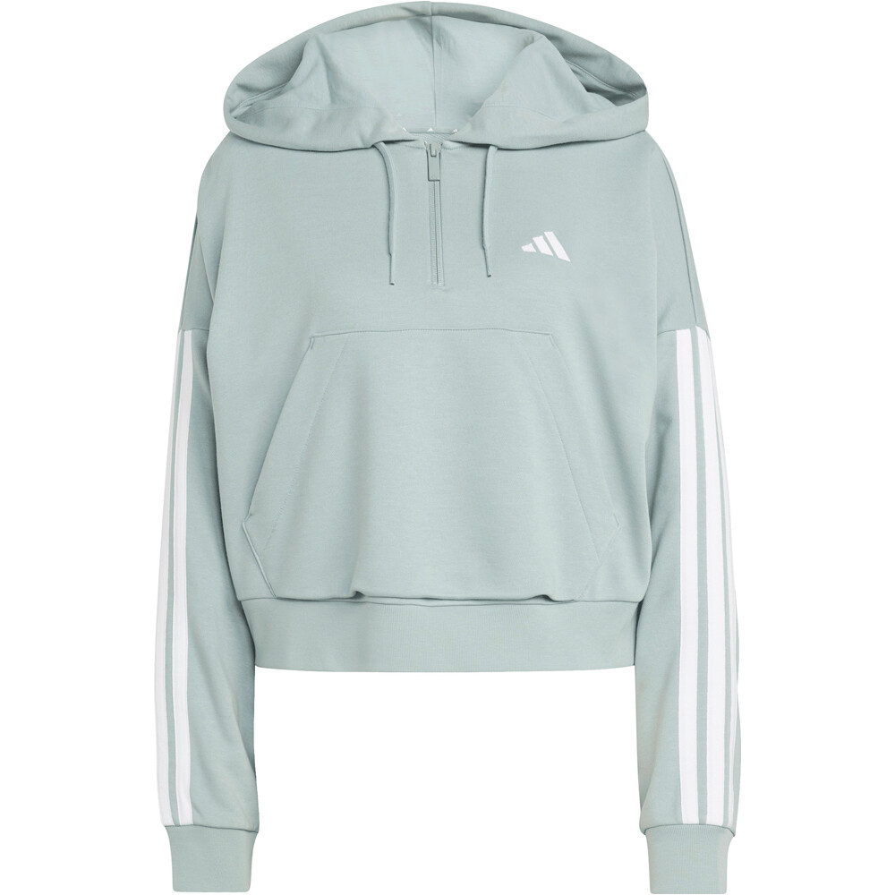 adidas sudadera mujer ESSENTIALS 3 STRIPES VERDE vista detalle