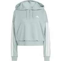 adidas sudadera mujer ESSENTIALS 3 STRIPES VERDE vista detalle
