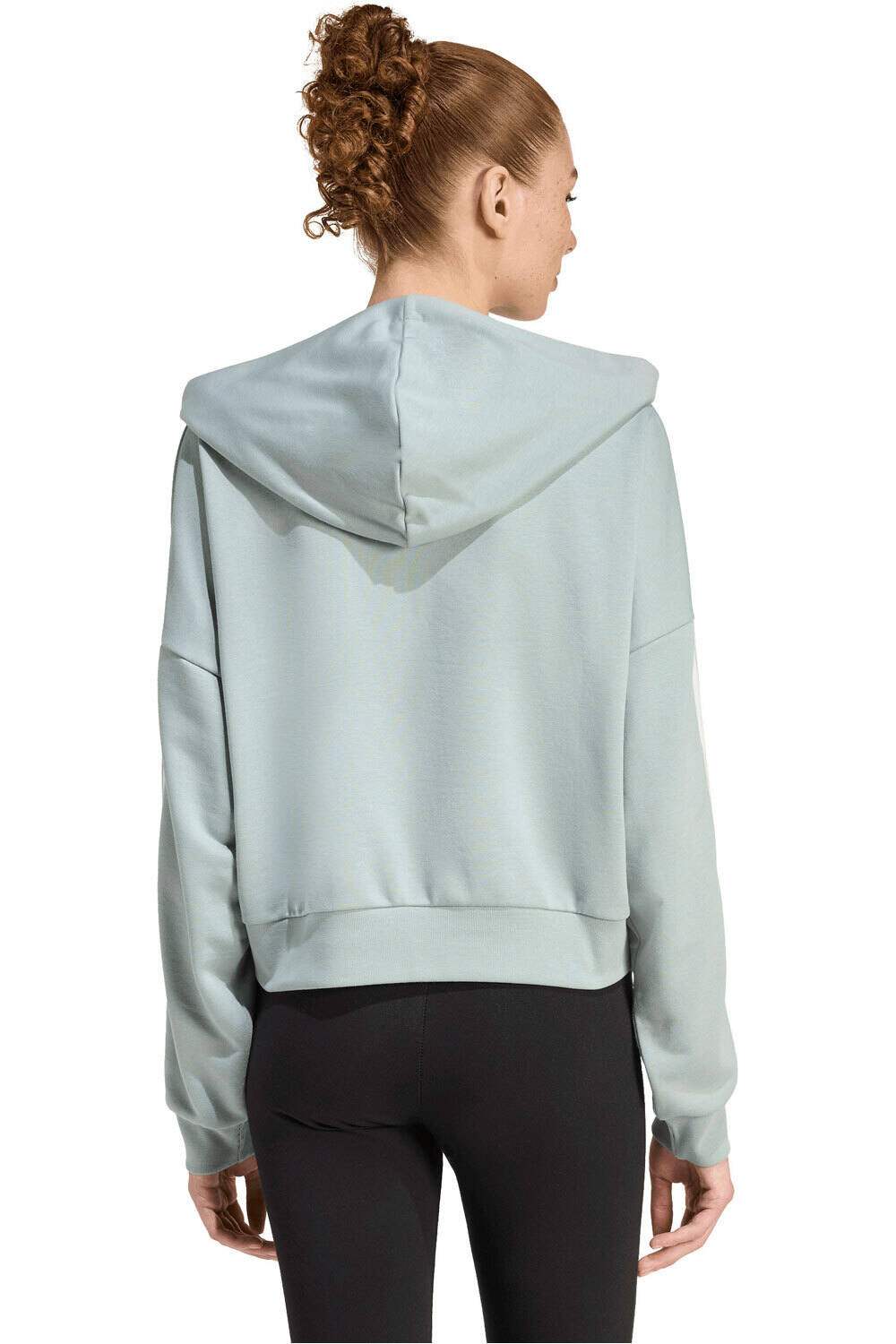 adidas sudadera mujer ESSENTIALS 3 STRIPES VERDE vista trasera