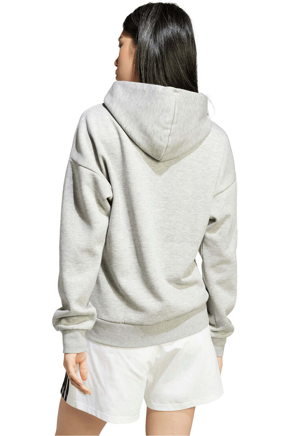 adidas sudadera mujer ESSENTIALS LINEAR FLEECE GRIS vista trasera