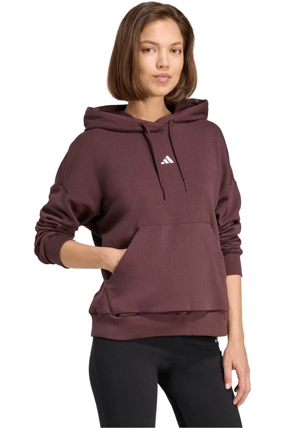 adidas sudadera mujer ESSENTIALS SMALL LOGO MARRON vista detalle