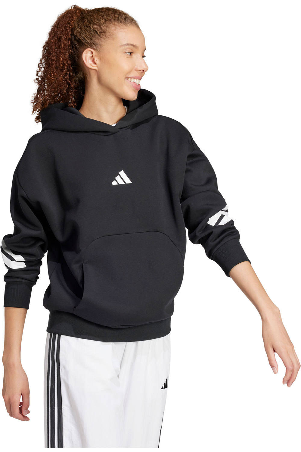 adidas sudadera mujer FUTURE ICONS 3 STRIPES NEGRO vista detalle