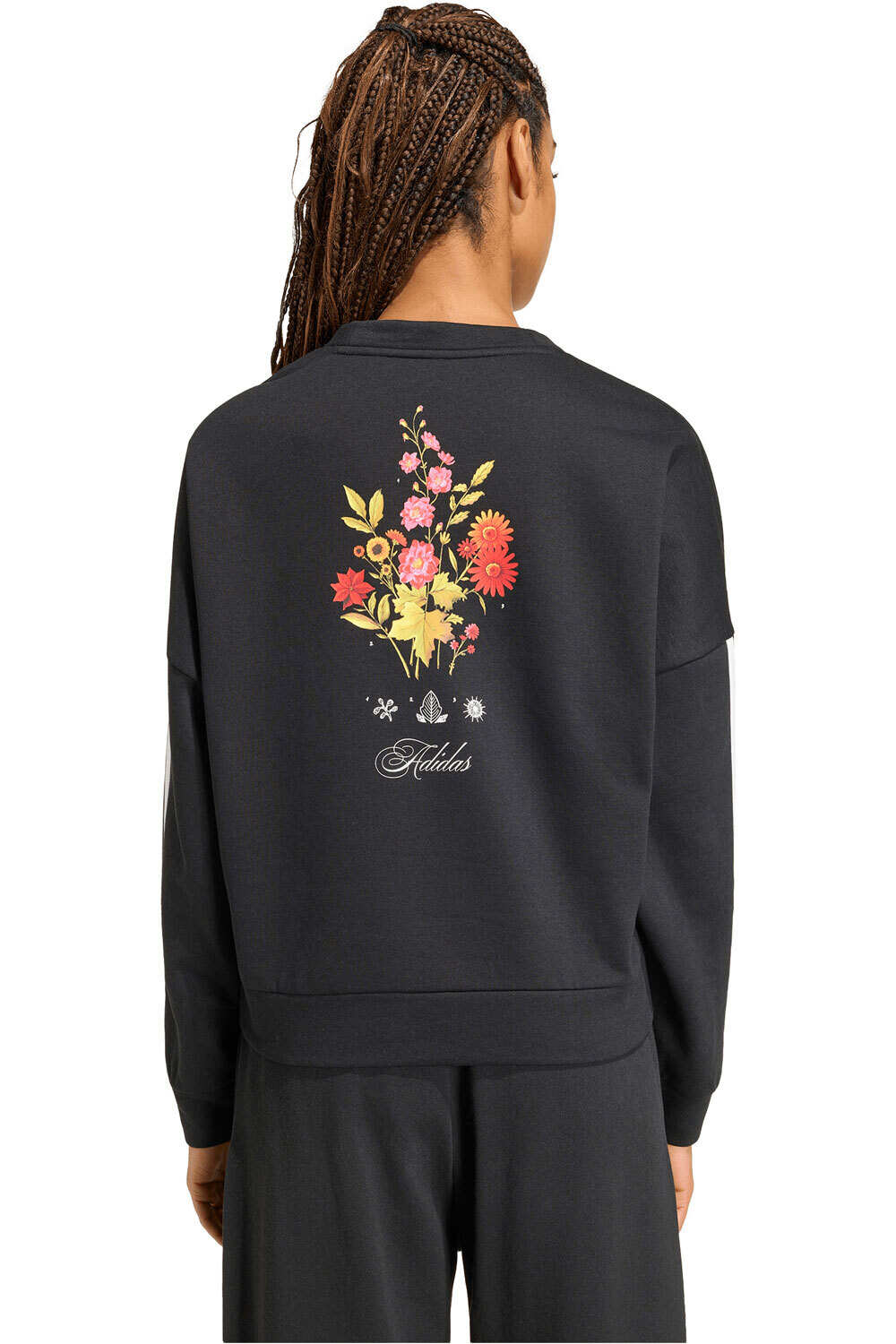 adidas sudadera mujer Sudadera Holgada Con Estampado Floral NEGRO vista trasera