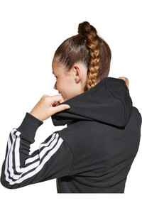 adidas sudadera niña ESSENTIALS 3 STRIPES NEGRO vista detalle