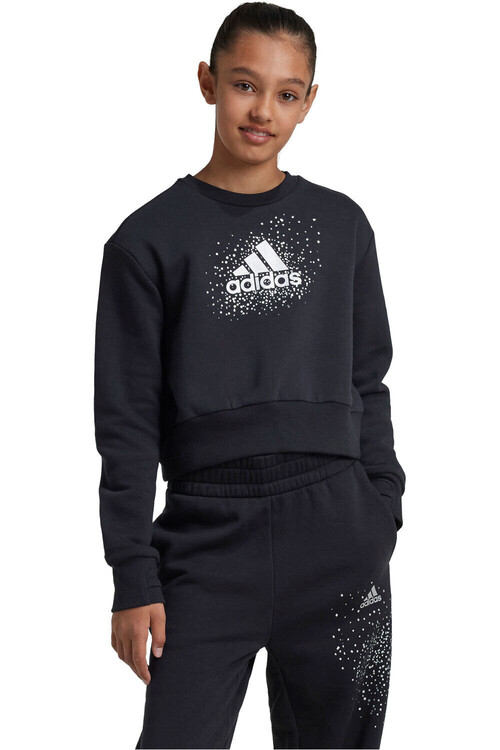 adidas sudadera niña GLAM ICE CREW NEGRO