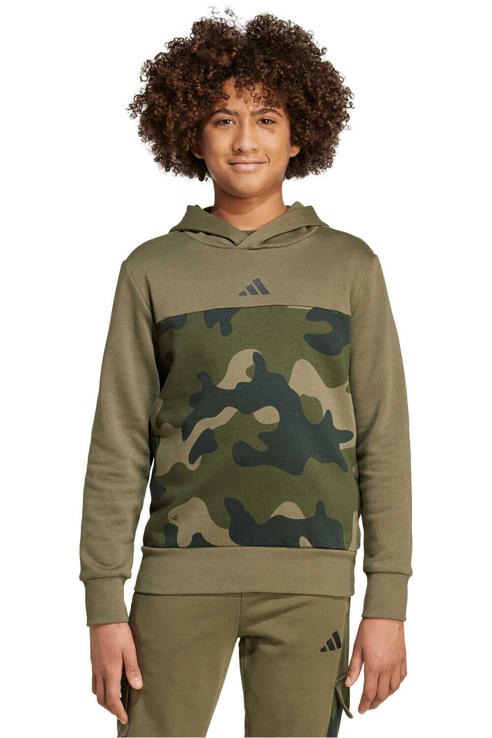 adidas sudadera niño SEASONAL ESSENTIALS CAMOS VERDE vista frontal