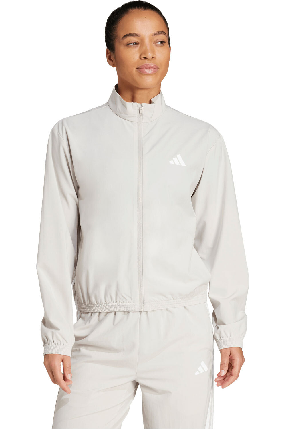 adidas sudaderas deportivas mujer ESSENTIALS WOVEN WARM-UP 3 STRIPES AZUL vista frontal