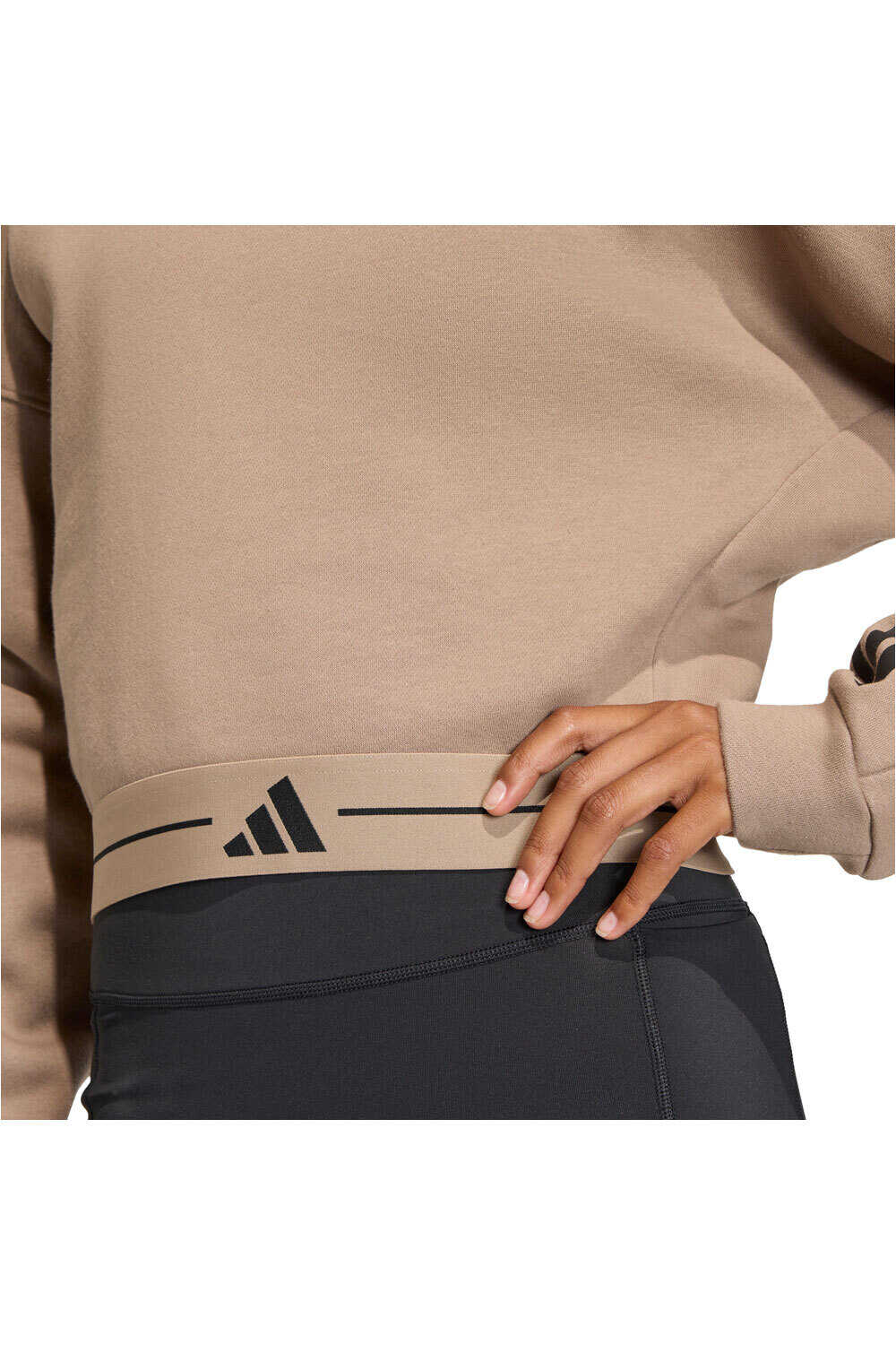 adidas sudaderas deportivas mujer HYPERGLAM 3-STRIPESPED CREW NECK MARRON 03