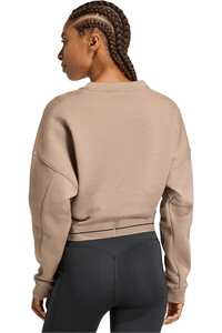 adidas sudaderas deportivas mujer HYPERGLAM 3-STRIPESPED CREW NECK MARRON vista trasera