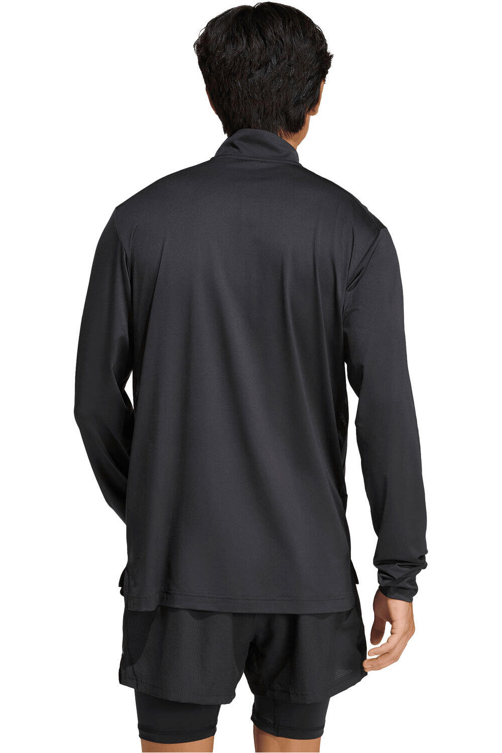 adidas sudaderas deportivas mujer TECH ESSENTIALS WORKOUT 1/4 ZIP NEGRO vista trasera
