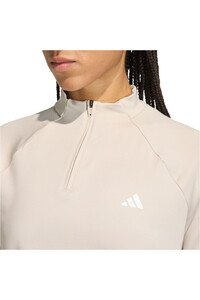 adidas sudaderas deportivas mujer WORKOUT ESSENTIALS MINIMALNDING 1/4 ZIP COVER UP AZUL vista detalle