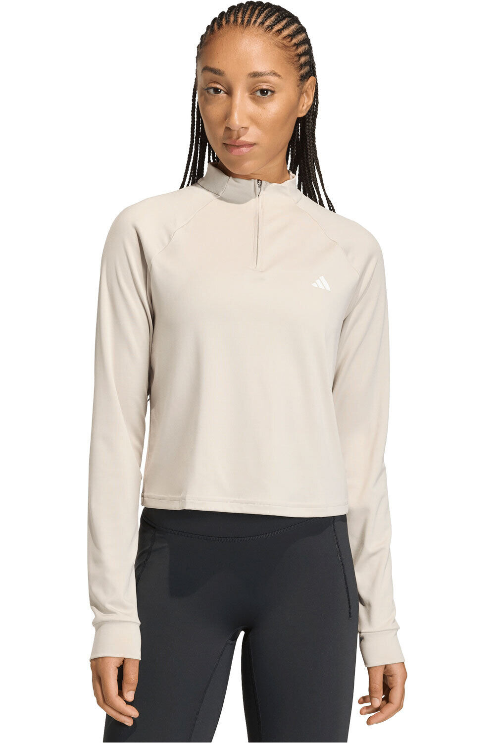 adidas sudaderas deportivas mujer WORKOUT ESSENTIALS MINIMALNDING 1/4 ZIP COVER UP AZUL vista frontal