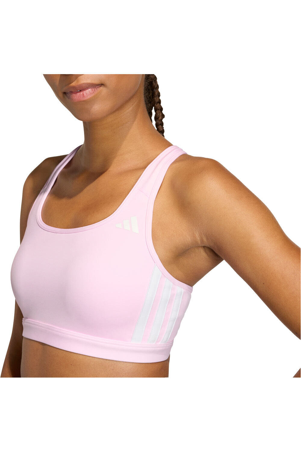 adidas sujetadores deportivos OPTIME ESSENTIALS WORKOUT 3-STRIPES MEDIUM SUPPORT ROSA vista detalle