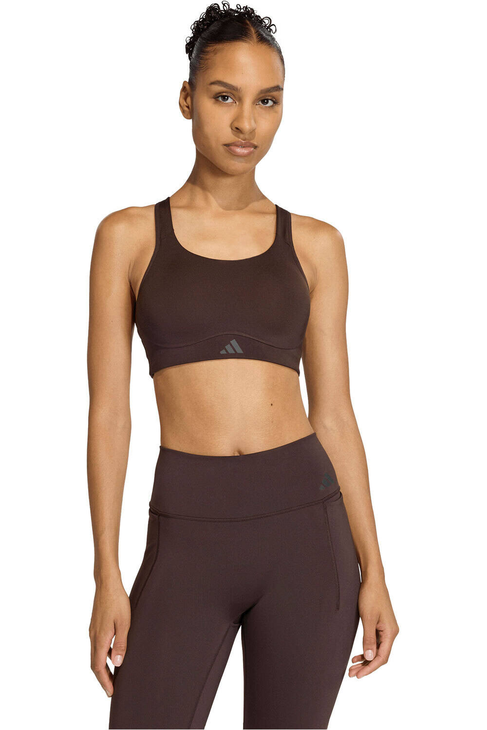 adidas sujetadores deportivos OPTIME WORKOUT HIGH SUPPORT MARRON vista frontal