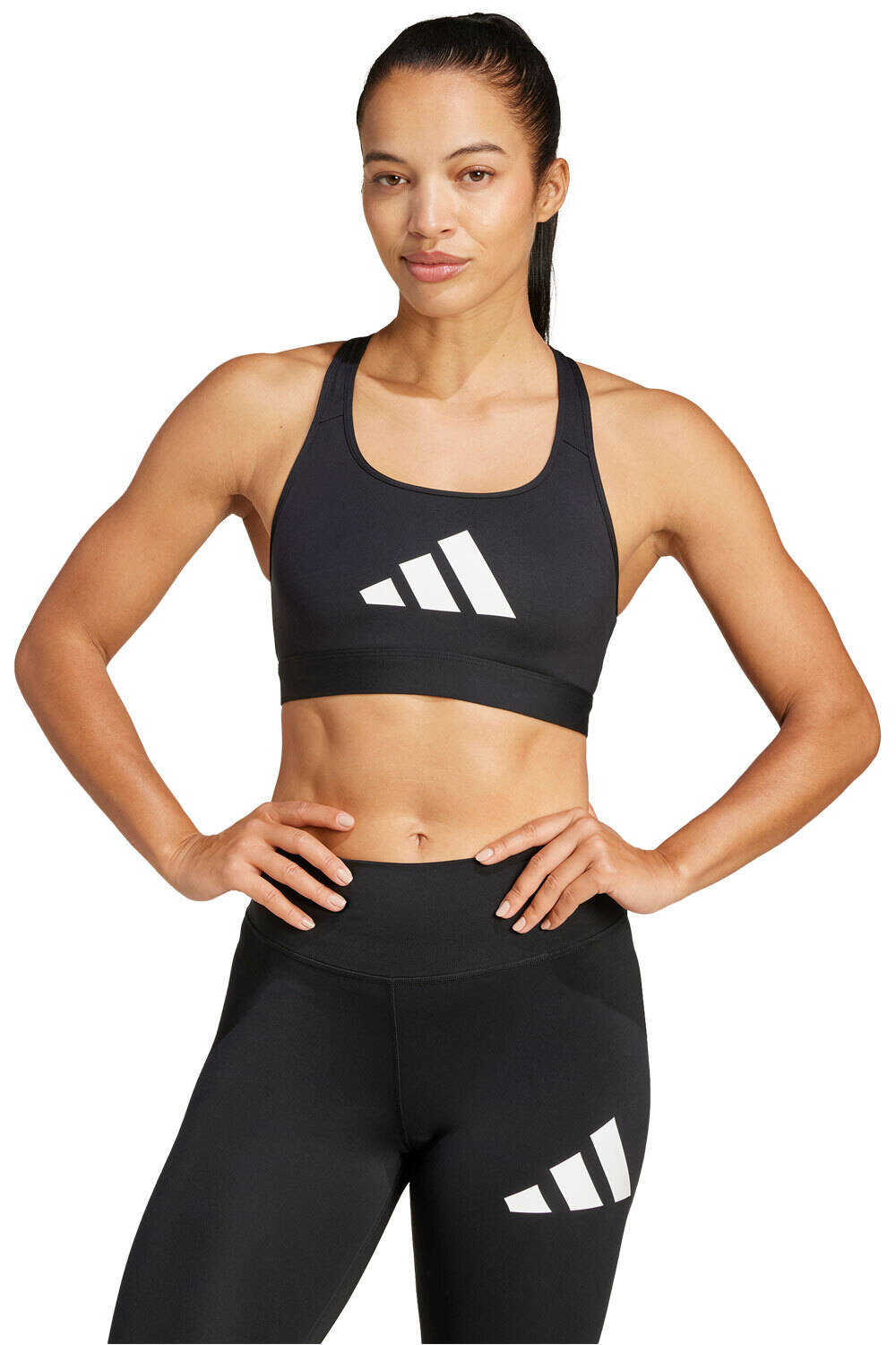 adidas sujetadores deportivos POWER REACT NEGRO vista frontal
