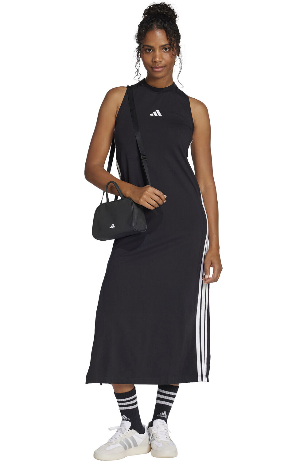 adidas vestidos mujer ESSENTIALS 3-STRIPES NEGRO vista trasera