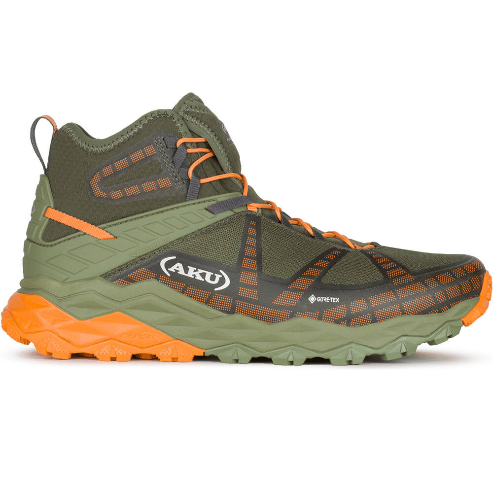 Aku bota trekking hombre FLYROCK MID GORE-TEX VERDE lateral exterior