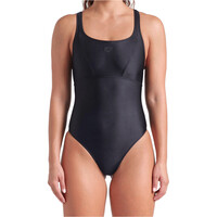 Arena bañador natación mujer SOLID NEGRO vista frontal