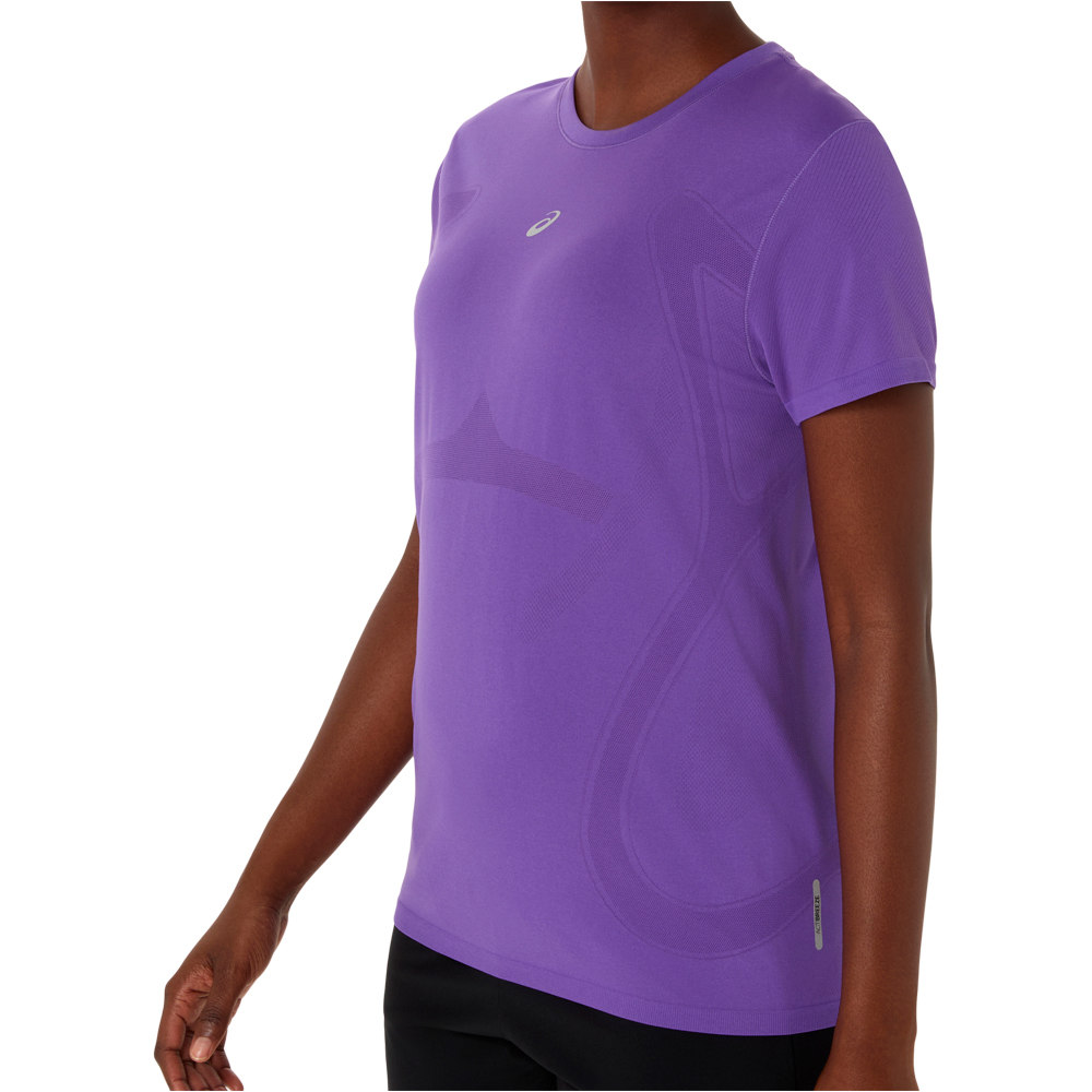 Asics camiseta entrenamiento manga corta mujer ROAD SEAMLESS AZUL vista detalle