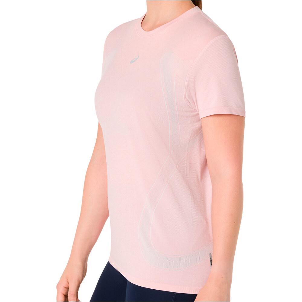 Asics camiseta entrenamiento manga corta mujer ROAD SEAMLESS ROSA vista detalle