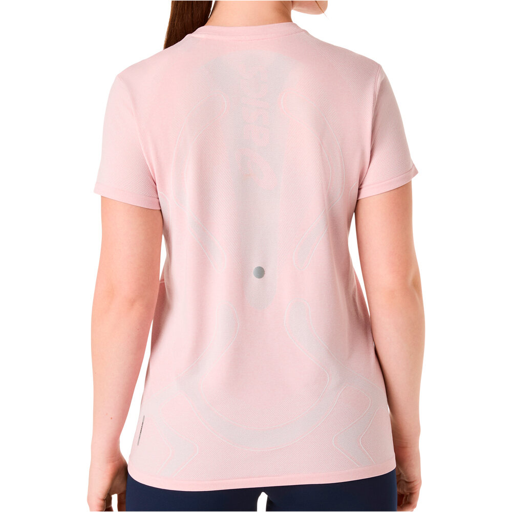 Asics camiseta entrenamiento manga corta mujer ROAD SEAMLESS ROSA vista trasera