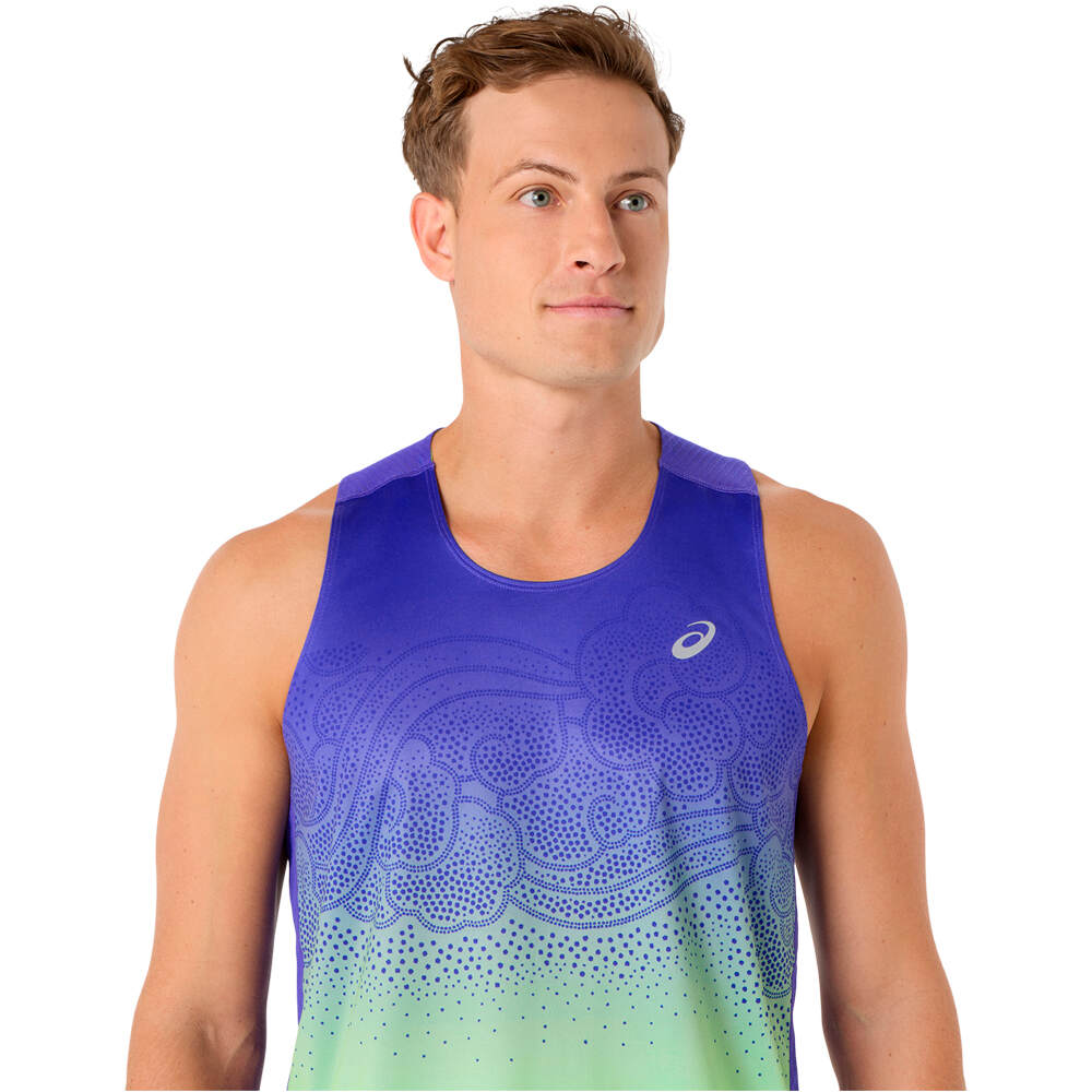 Asics camiseta entrenamiento tirantes hombre ROAD FADE AZUL 03