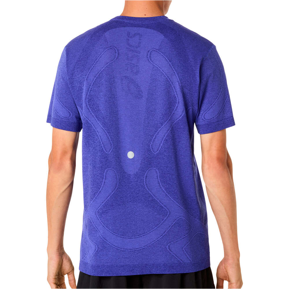 Asics camiseta técnica manga corta hombre ROAD SEAMLESS AZUL vista trasera