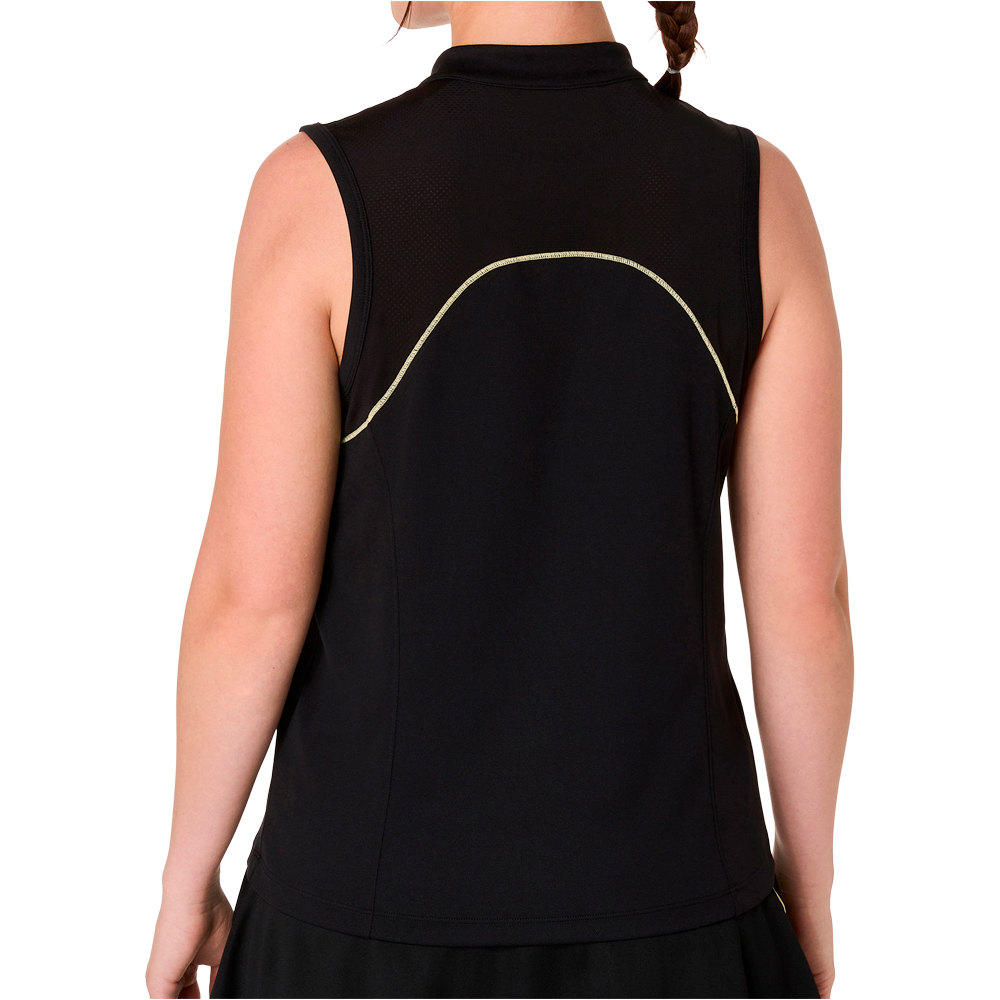 Asics camiseta tenis manga corta mujer PADEL COURT NEGRO vista trasera