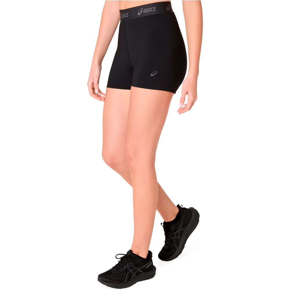 Asics malla corta running mujer ESSENTIAL LOGO NEGRO vista detalle
