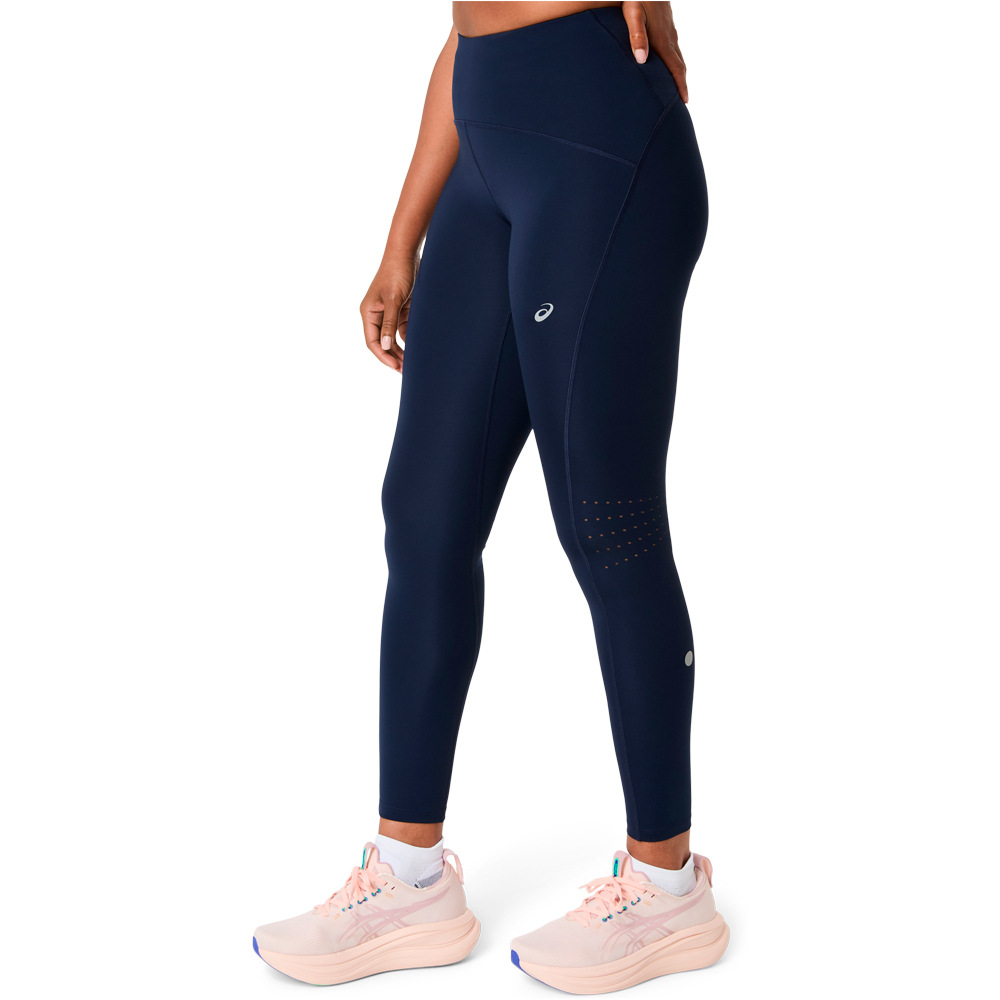 Asics malla larga running mujer ROAD AZUL vista detalle