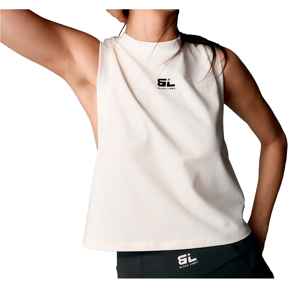 Black Limba camiseta tirantes fitness mujer CROSS MARRON vista frontal