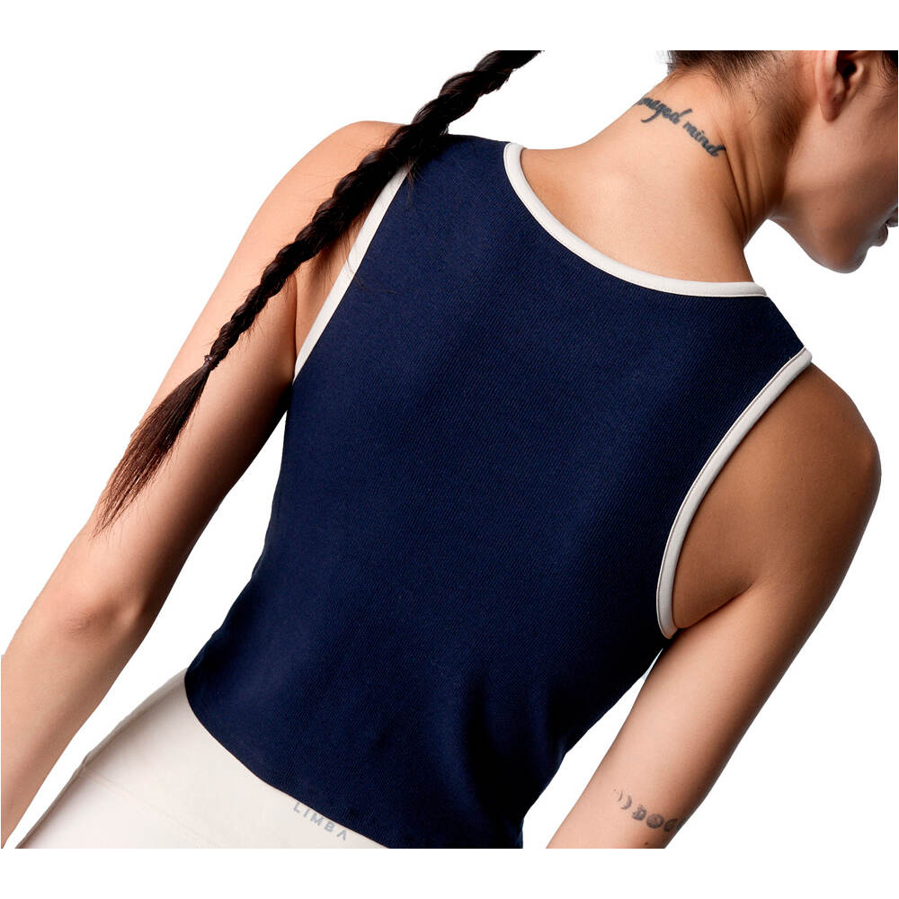 Black Limba camiseta tirantes fitness mujer PUREFLEX AZUL vista trasera