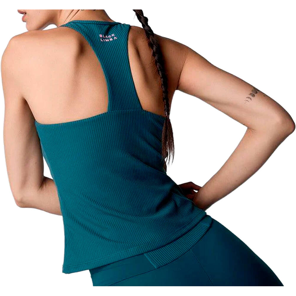 Black Limba camiseta tirantes fitness mujer TEMPO VERDE vista trasera