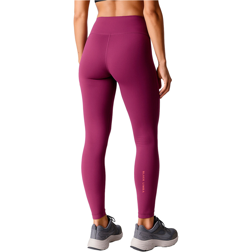 Black Limba pantalones y mallas largas fitness mujer CURVE LINE ROJO vista trasera