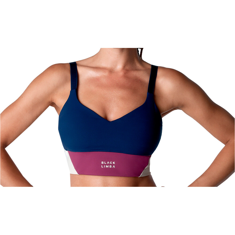 Black Limba sujetadores deportivos PACE LINE AZUL vista frontal
