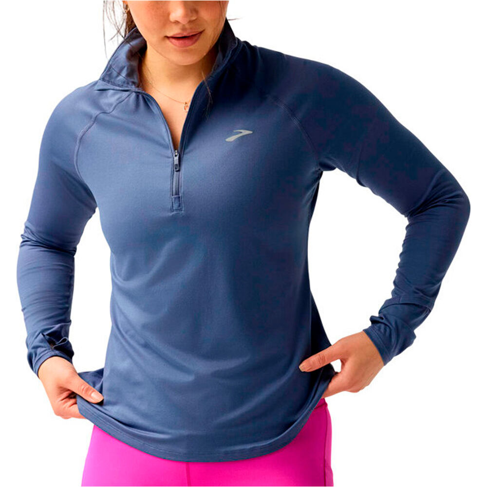 Brooks camiseta entrenamiento manga corta mujer DASH 3.0 AZUL vista frontal