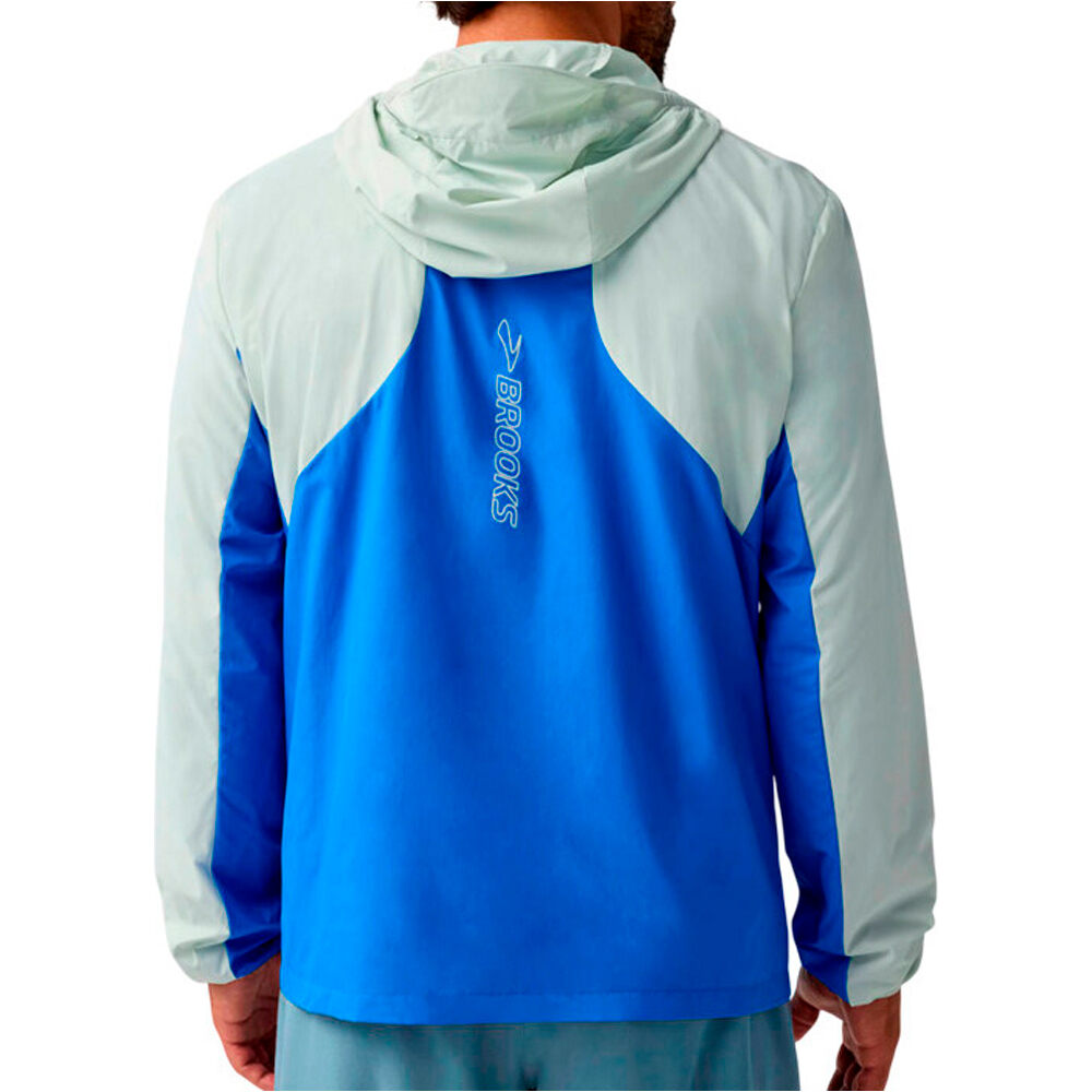 Brooks CHAQUETA RUNNING HOMBRE CANOPY PACKABLE AZUL vista trasera