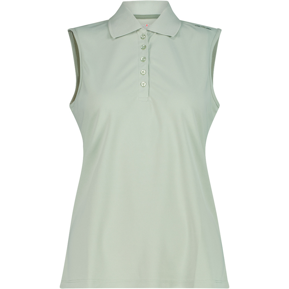 Cmp camiseta montaña manga corta mujer WOMAN POLO SLEEVELESS VERDE vista frontal