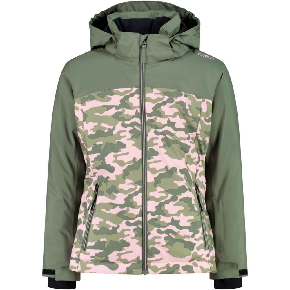 Cmp chaqueta esquí infantil KID G JACKET SNAPS HOOD SOFT PINK-SALVIA ROSA vista frontal