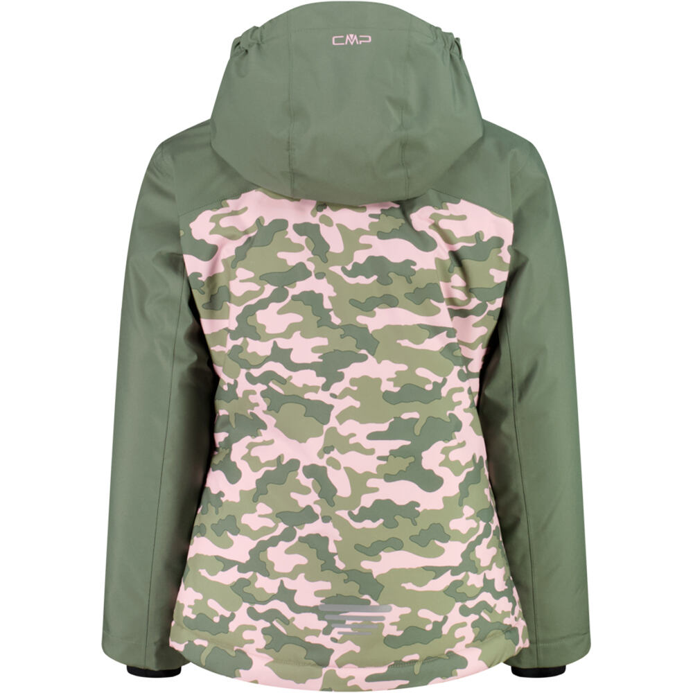 Cmp chaqueta esquí infantil KID G JACKET SNAPS HOOD SOFT PINK-SALVIA ROSA vista trasera