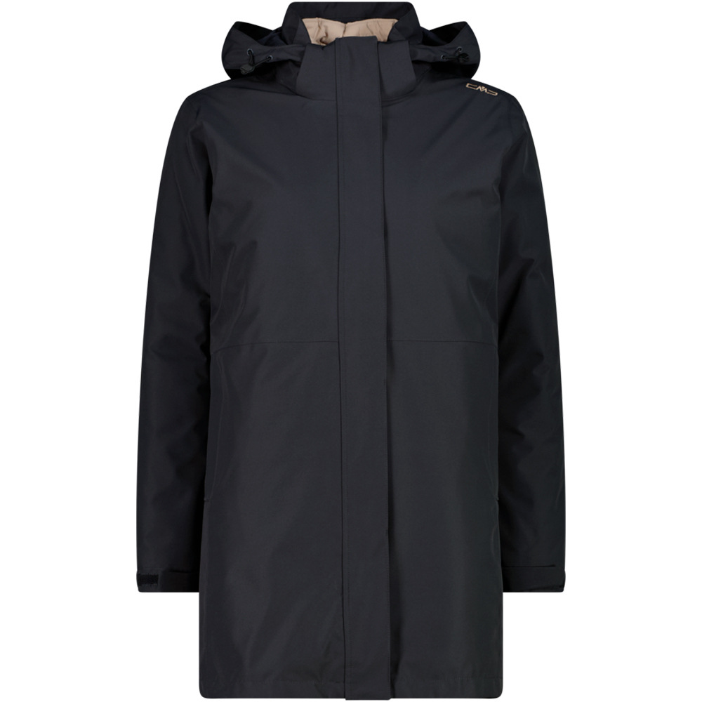 Cmp chaqueta impermeable mujer WOMAN PARKA ZIP HOOD DETACHABLE INN.JACKET GRIS vista frontal
