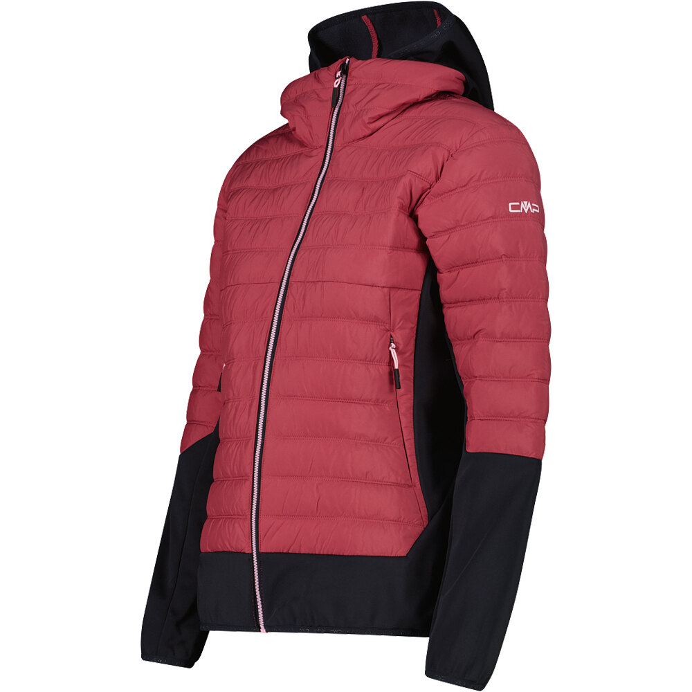Cmp chaqueta outdoor mujer WOMAN JACKET HYBRID FIX HOOD ROSA vista detalle