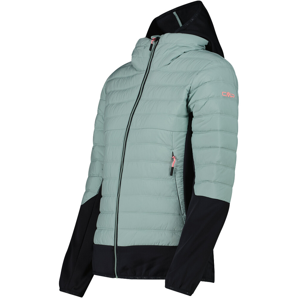 Cmp chaqueta outdoor mujer WOMAN JACKET HYBRID FIX HOOD VERDE vista detalle