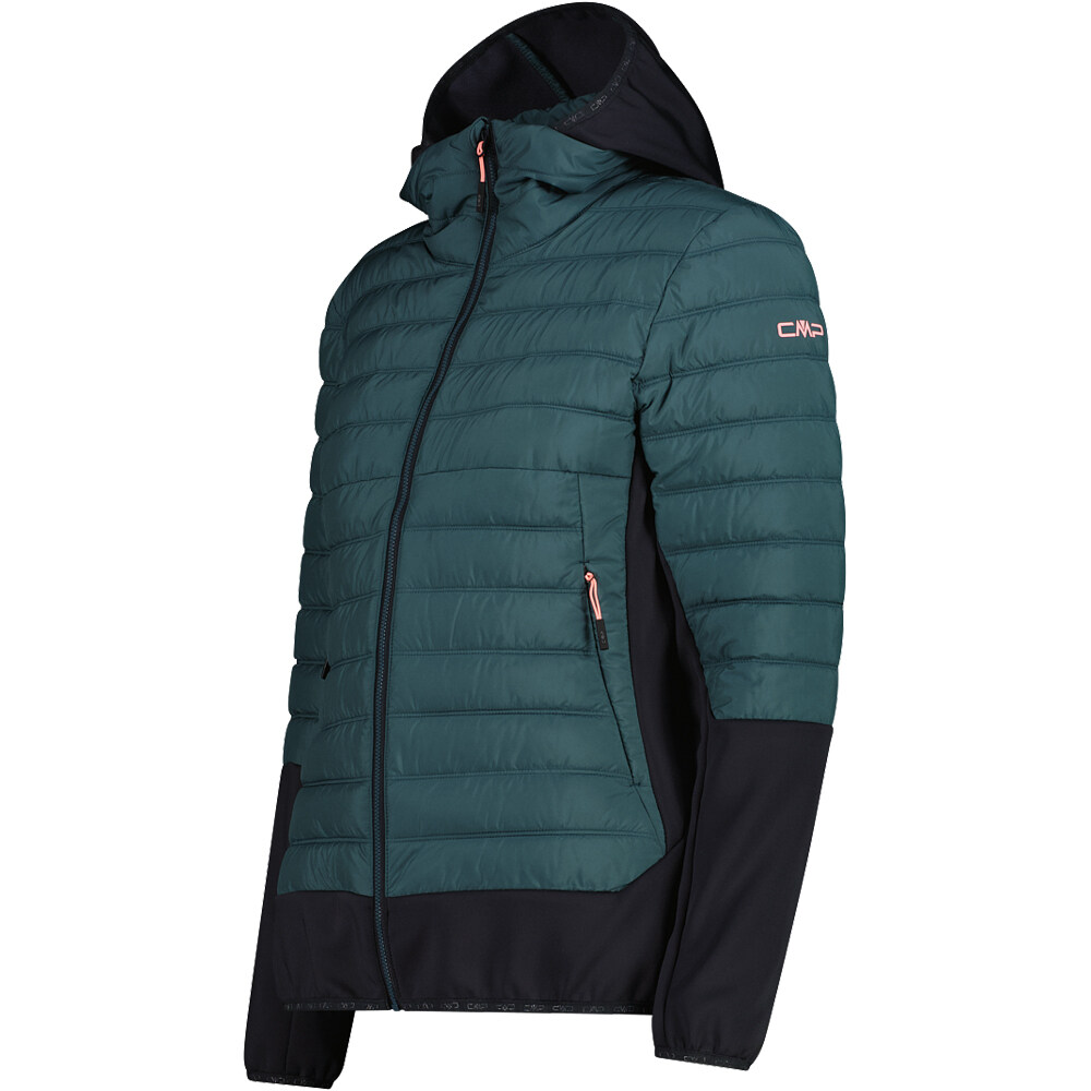 Cmp chaqueta outdoor mujer WOMAN JACKET HYBRID FIX HOOD VERDE vista detalle
