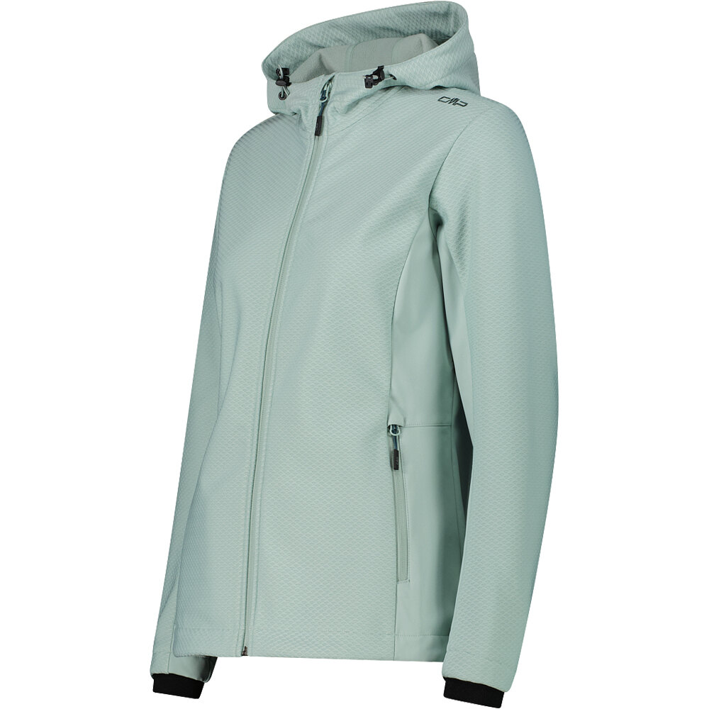 Cmp chaqueta softshell mujer WOMAN JACKET FIX HOOD VERDE vista detalle