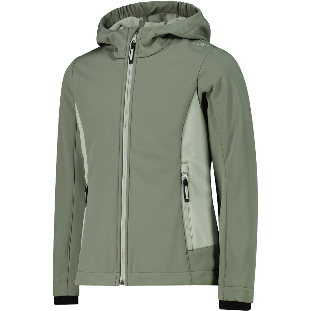 Cmp chaqueta softshell niño KID G JACKET FIX HOOD VERDE vista detalle